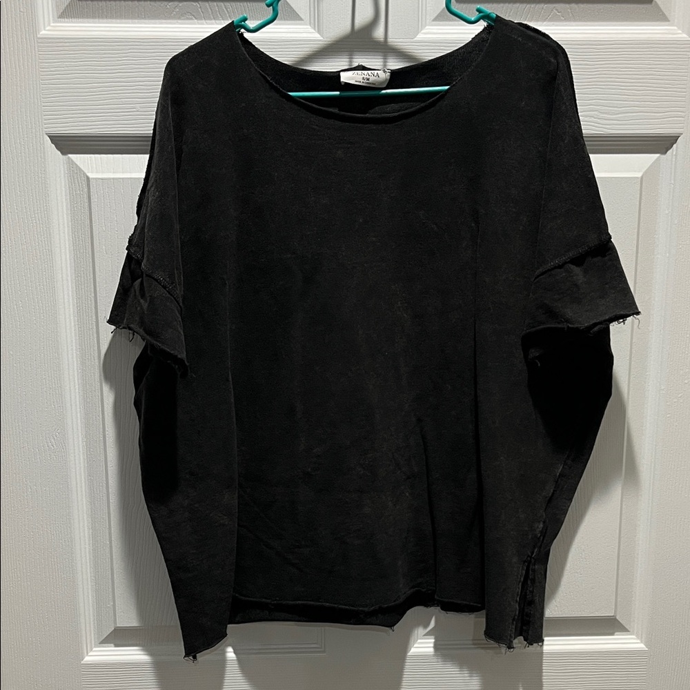 Zenana Outfitters Women's Black Short Sleeve Relaxed Fit Tee